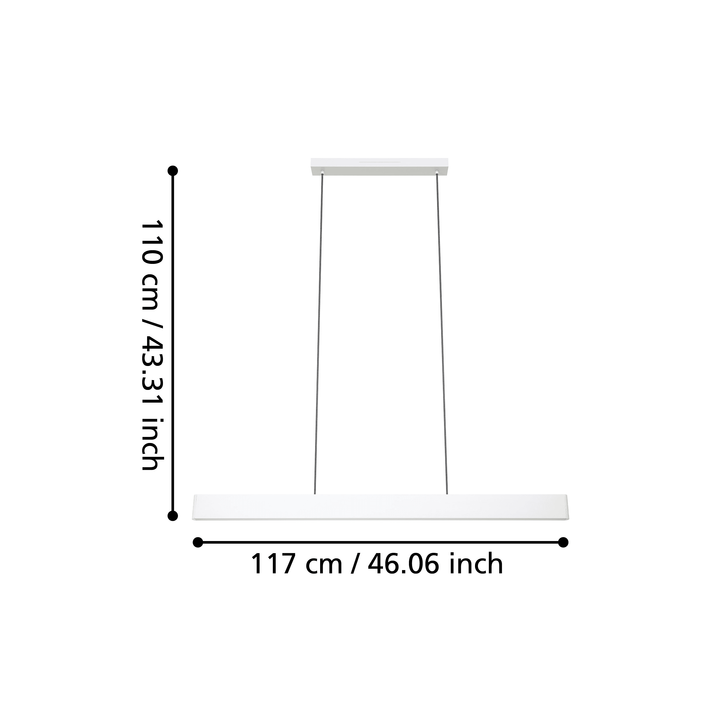 eglo connect andreas z smart led grey bar ceiling pendant living room close up