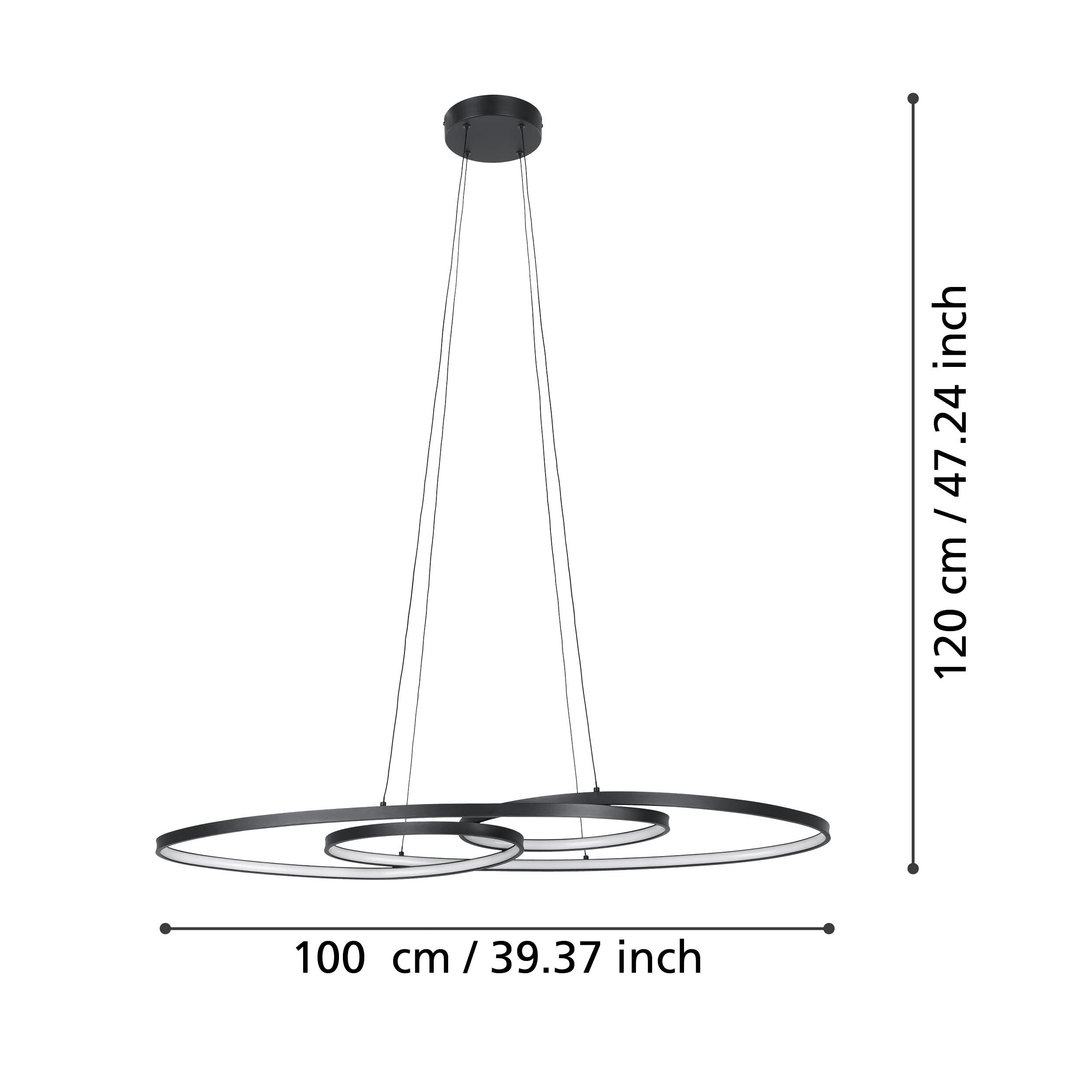 eglo gianella led black metal curved ceiling pendant kitchen lighting 