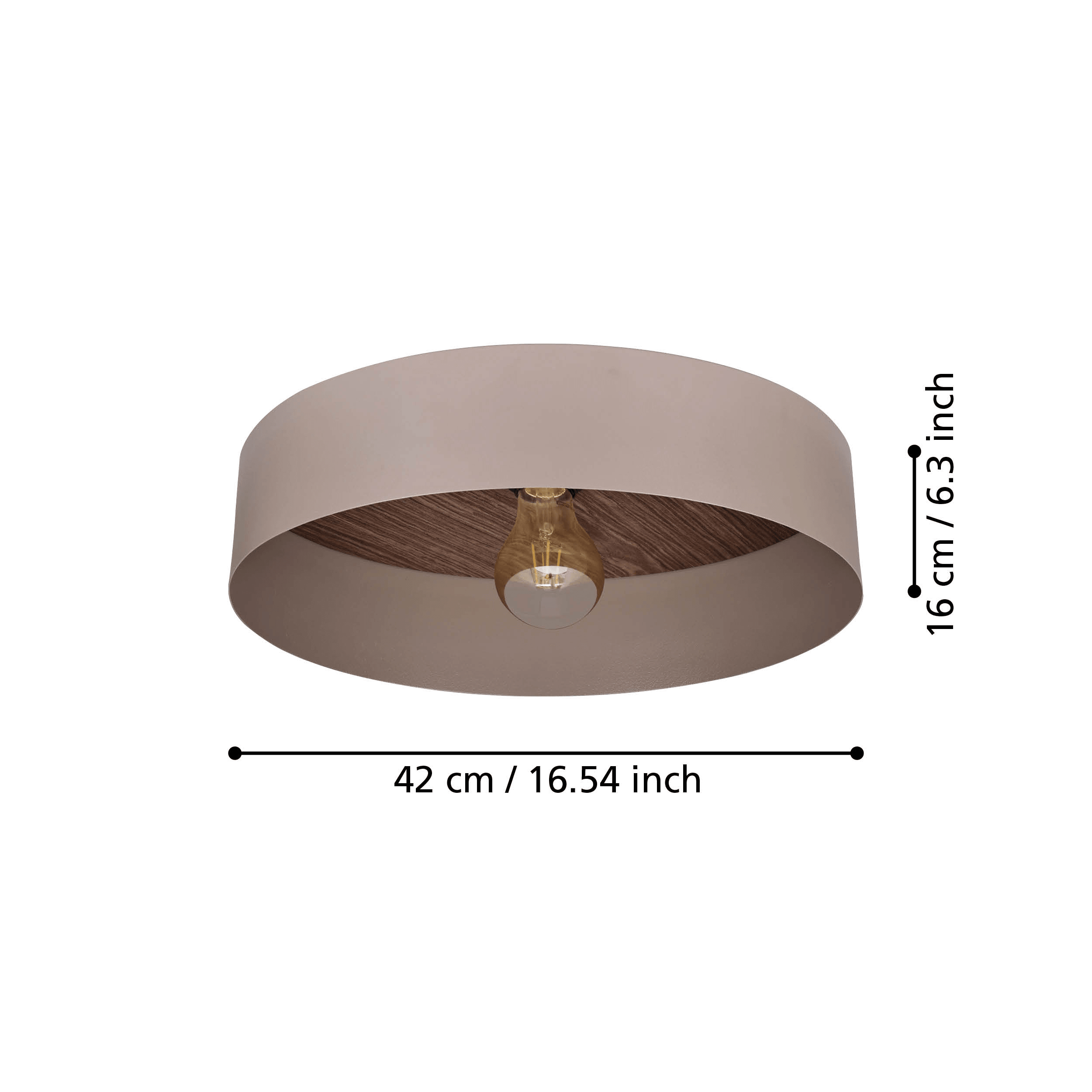 eglo duaia flush taupe wood round ceiling flush 42cm kitchen lighting 