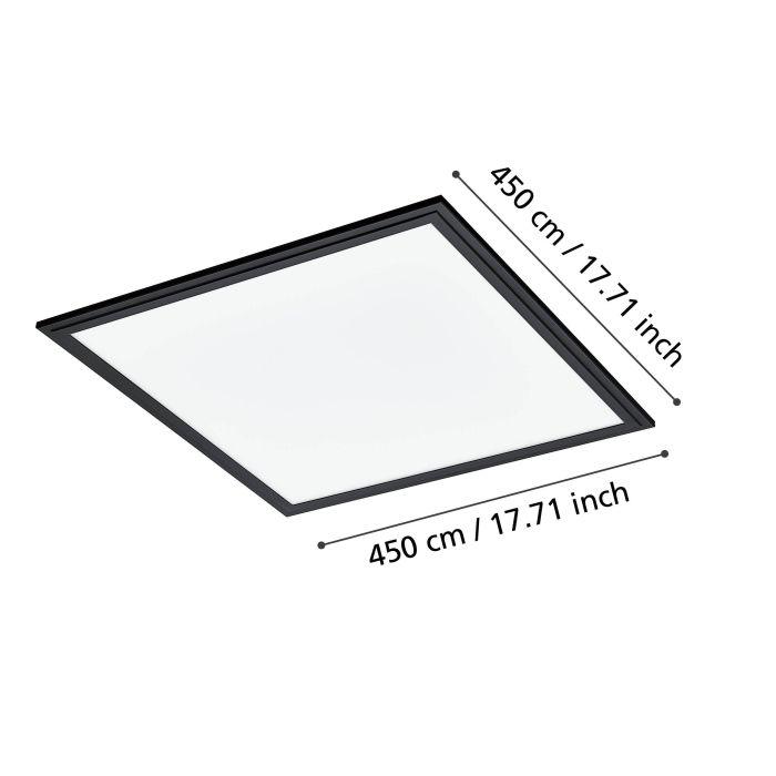 eglo salobrena 1 led black square ceiling flush 45cm living room close up