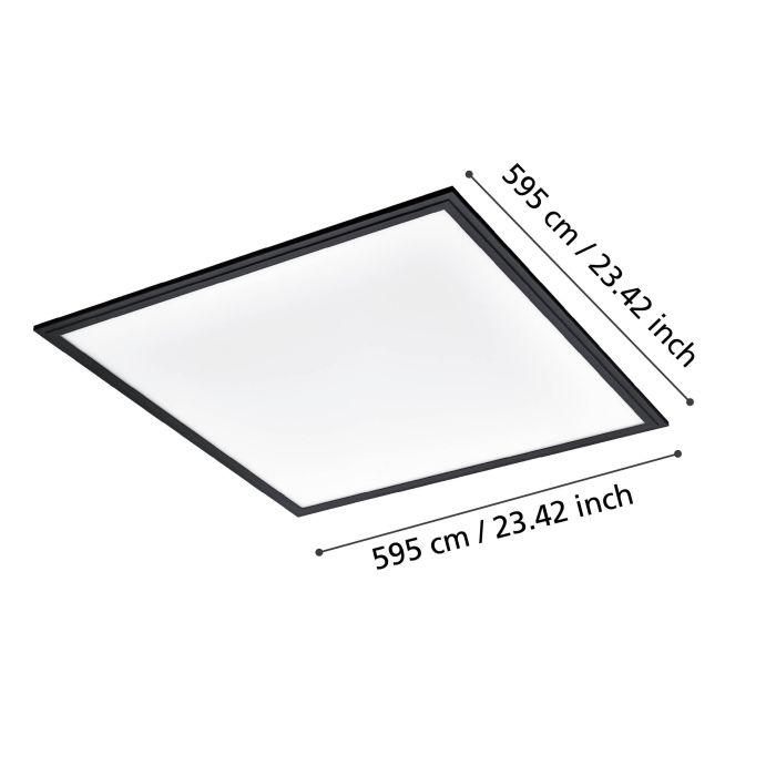 eglo salobrena 1 led black square ceiling flush 59 5cm living room close up