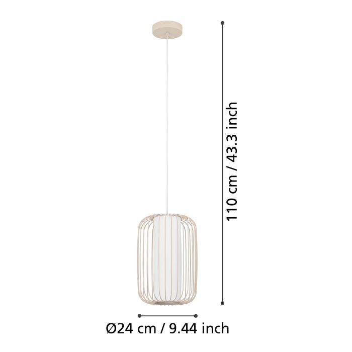 Eglo Terrarosa Sand Wire Frame & White Fabric Pendant
