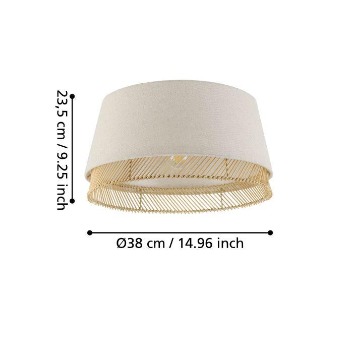 Eglo Tabley Flush Wood & Fabric Ceiling Light