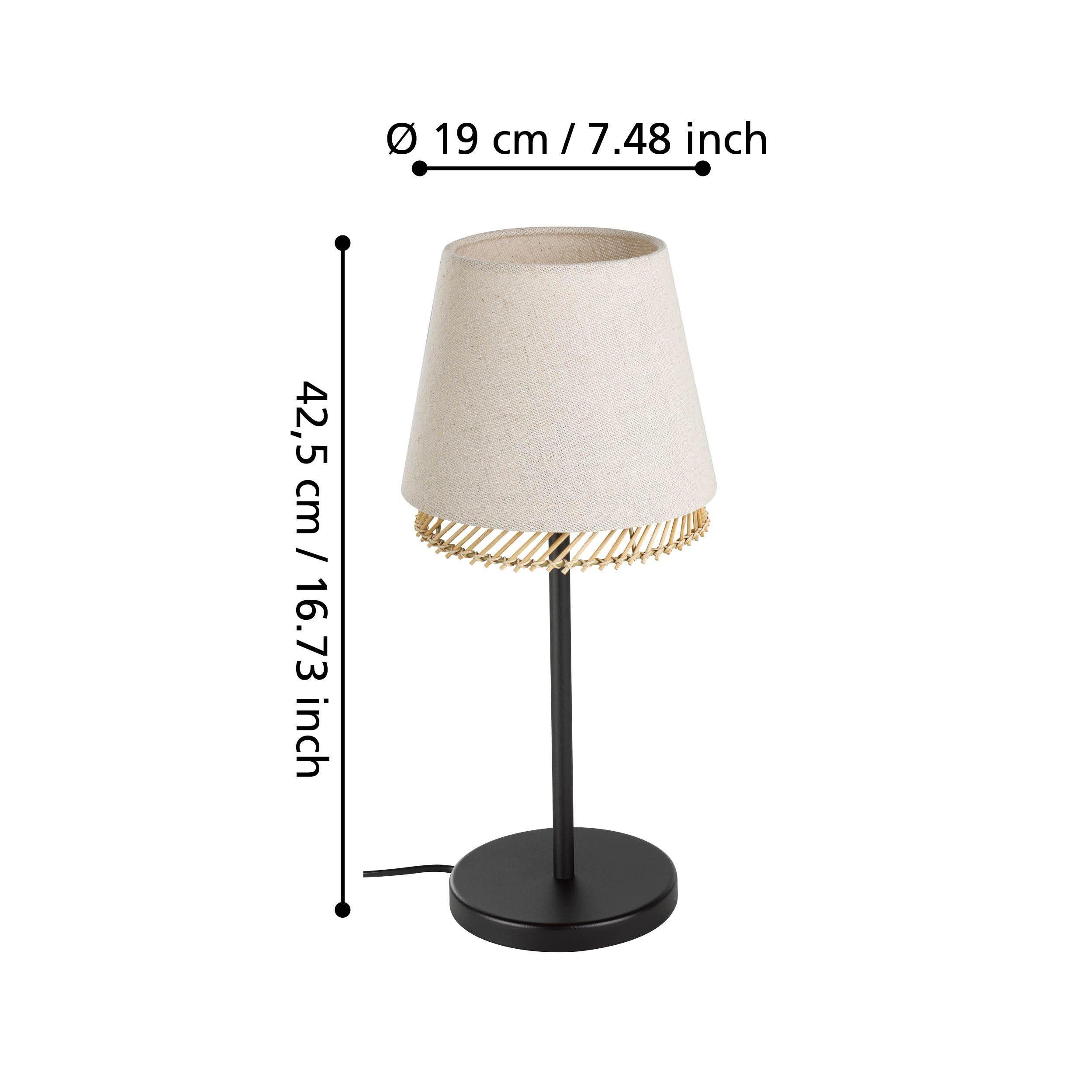 Eglo Tabley Black Metal Table Lamp - Fabric & Wood Shade