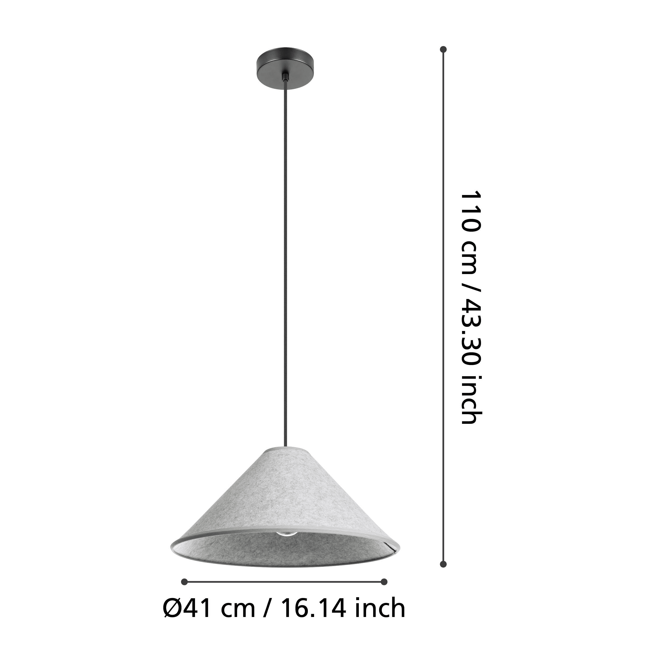 eglo alsager grey felt conical ceiling pendant living room close up