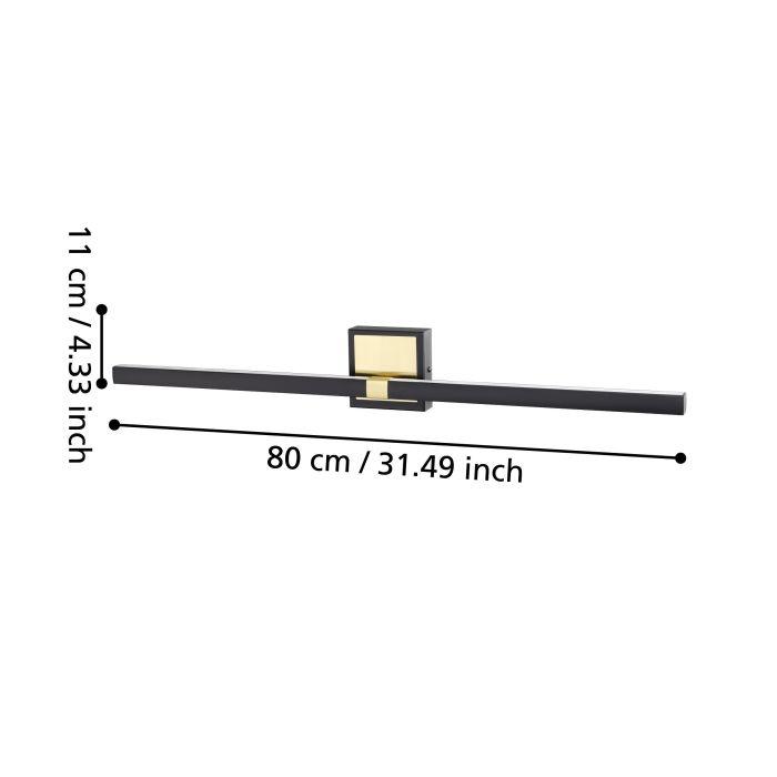 eglo peguera ip44 black brass bathroom led wall light 80cm kitchen lighting 