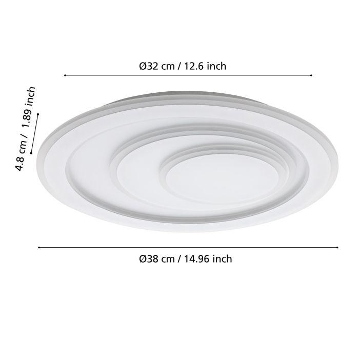 eglo palagiano 1 flush white round led ceiling light 38cm living room close up