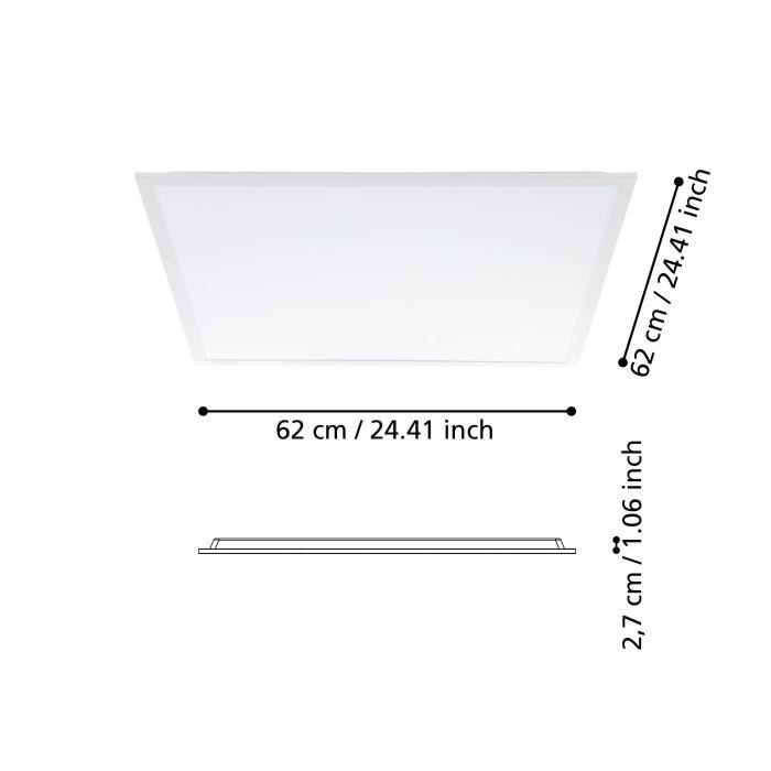 eglo rabassa white led panel ceiling light 62cm kitchen lighting 