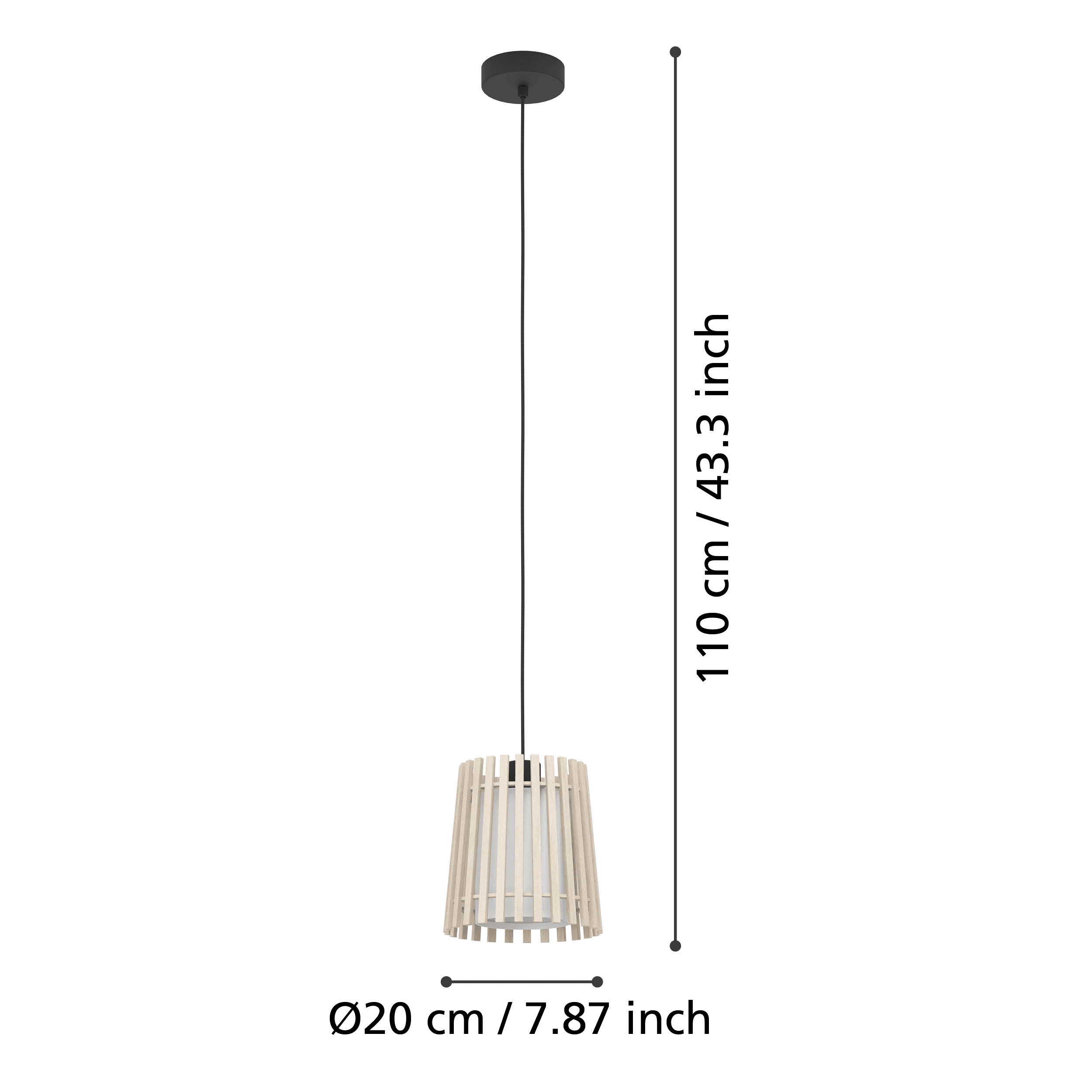 eglo fattoria wood slat fabric ceiling pendant living room close up