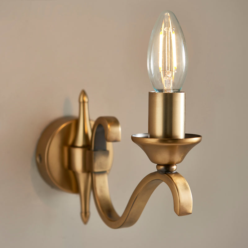 Columbia Brass Finish Single Wall Light - Glass Shade