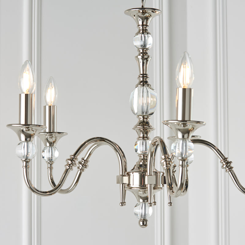 Polina 5 Light Polished Nickel Finish Chandelier-Interiors 1900-10-Tiffany Lighting Direct