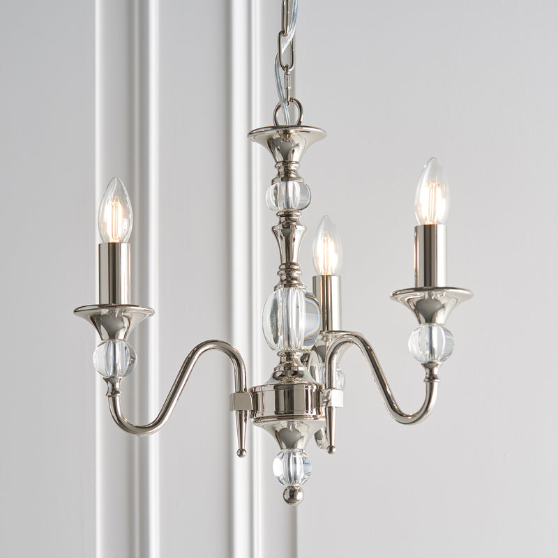 Polina 3 Light Polished Nickel Finish Chandelier-Interiors 1900-8-Tiffany Lighting Direct