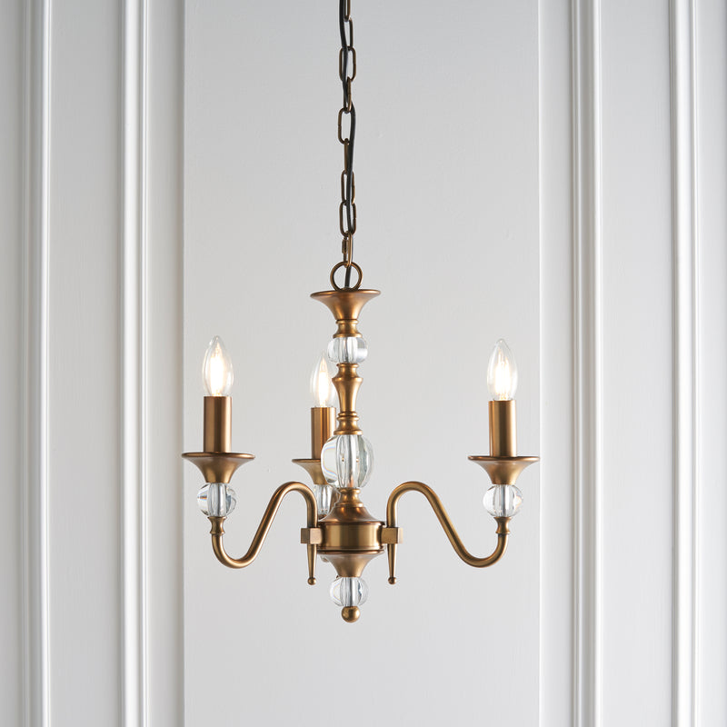 Polina 3 Light Antique Brass Chandelier Interiors 1900