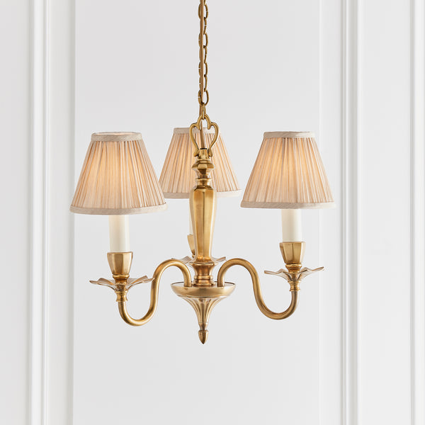 Asquith Solid Brass 3 Light Chandelier With Beige Shades-Interiors 1900-1-Tiffany Lighting Direct