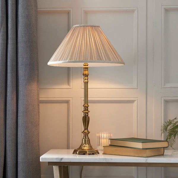 Asquith Solid Brass Table Lamp With Beige Shade-Interiors 1900-Living-Room-Tiffany Lighting Direct-[image-position]