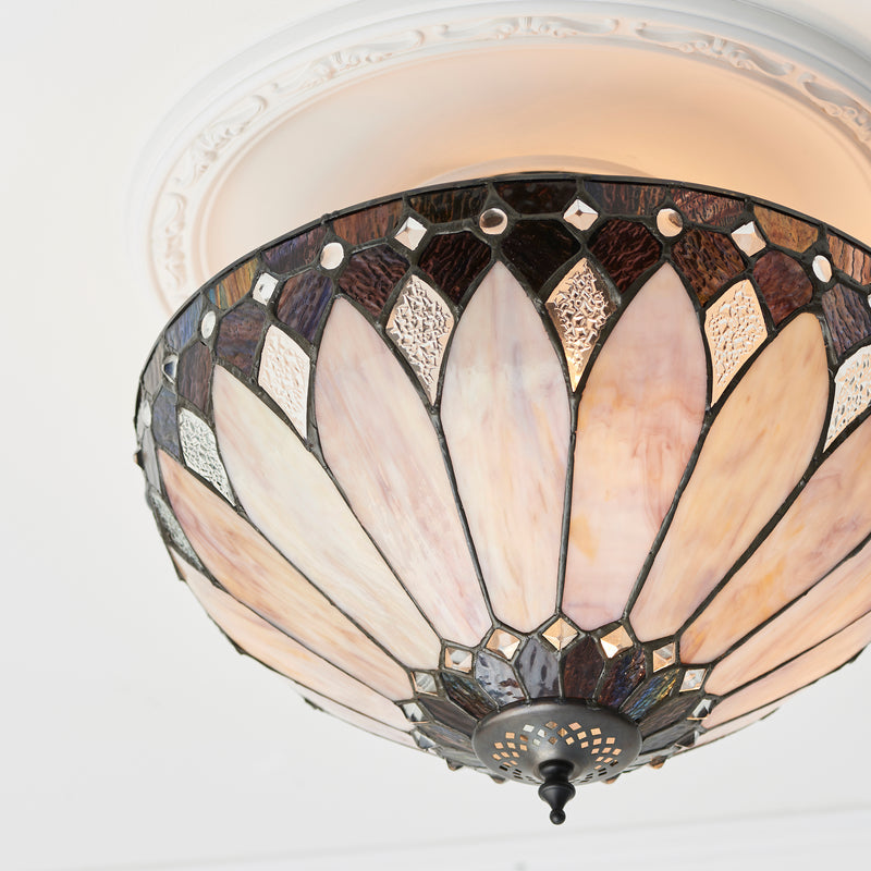 Interiors 1900 Brooklyn Semi-Flush Tiffany Ceiling Light