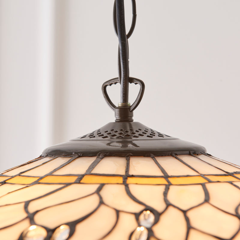 Interiors 1900 Beige Dragonfly Large Tiffany Ceiling Light