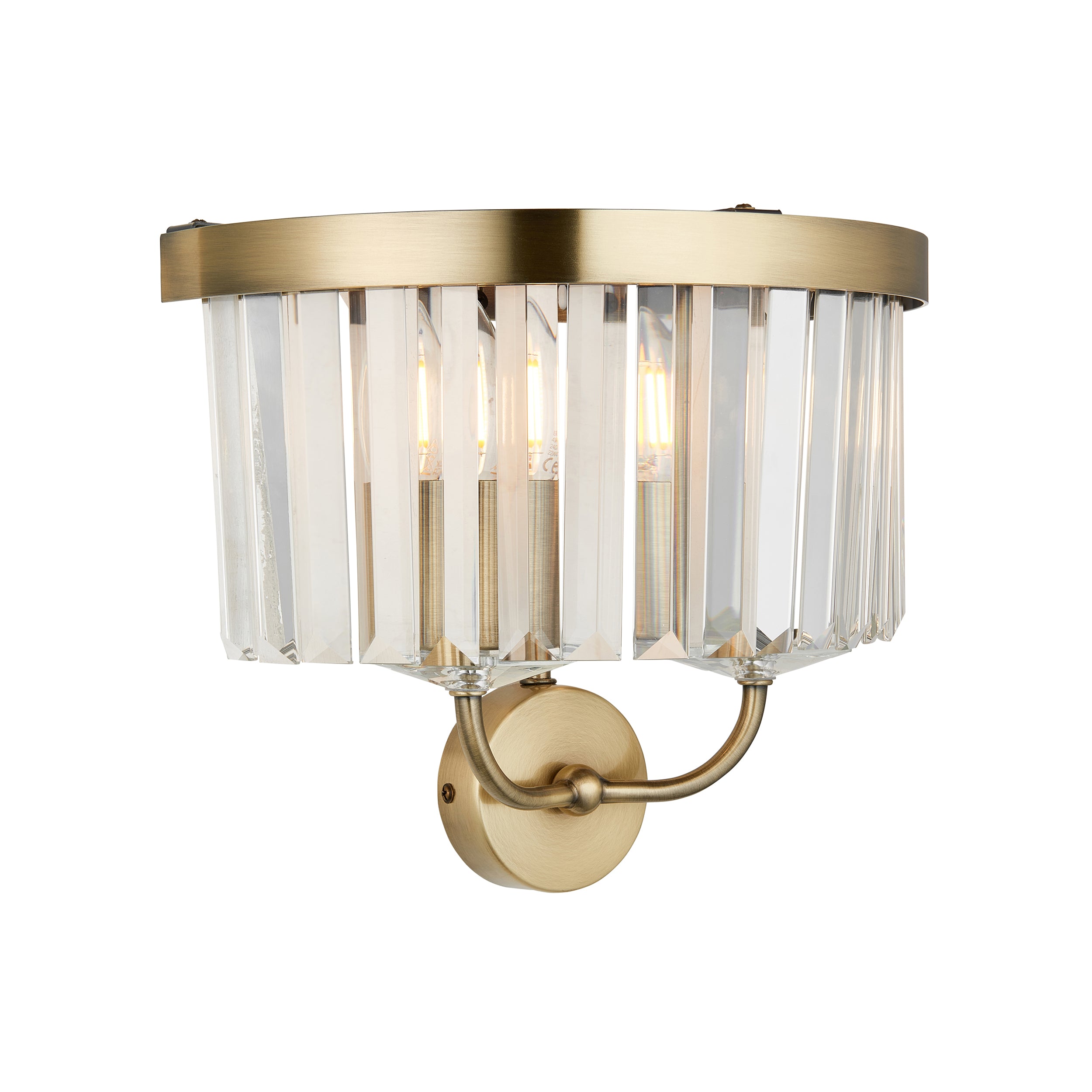Ealing Brass & Clear Cut Glass Wall Light