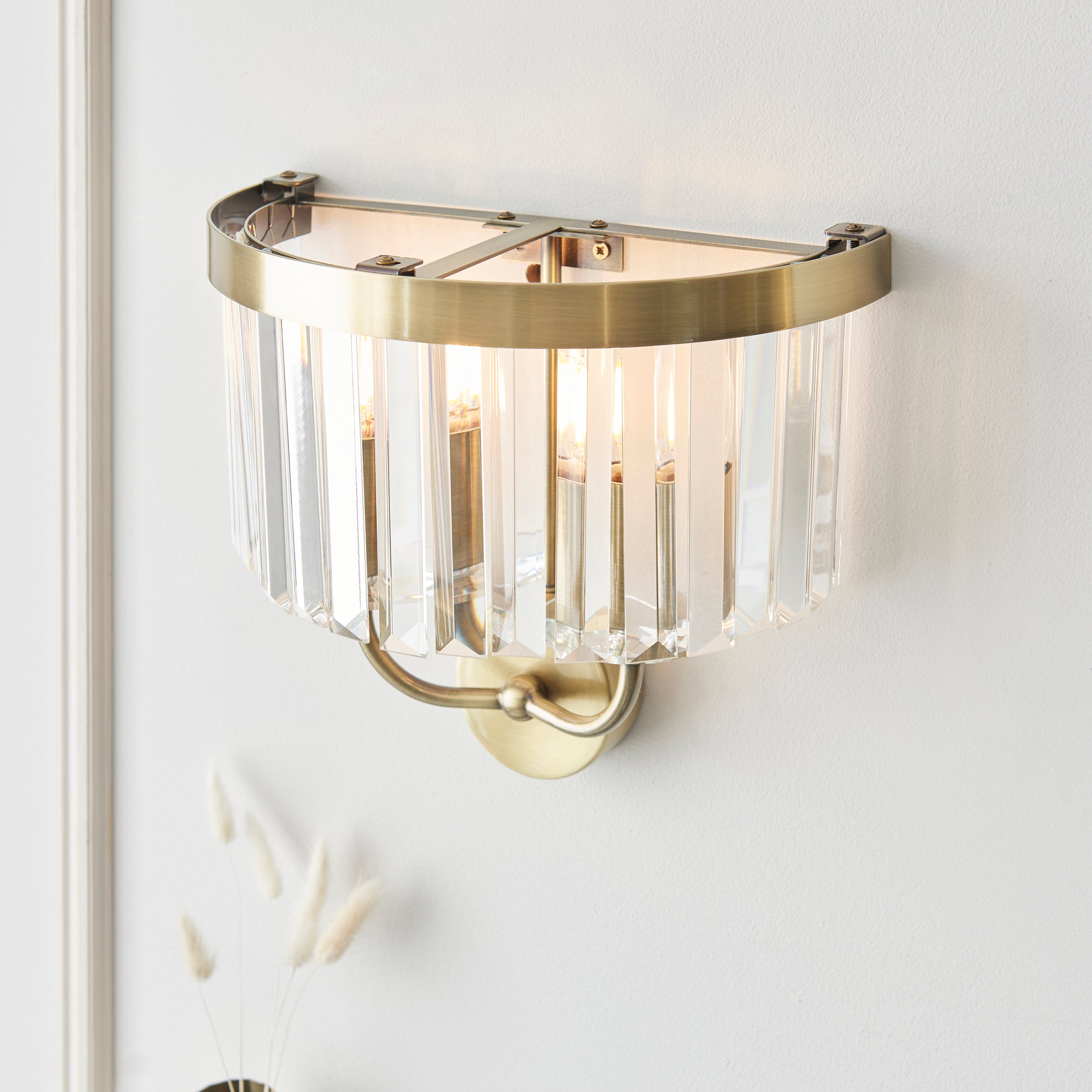 Ealing Brass & Clear Cut Glass Wall Light