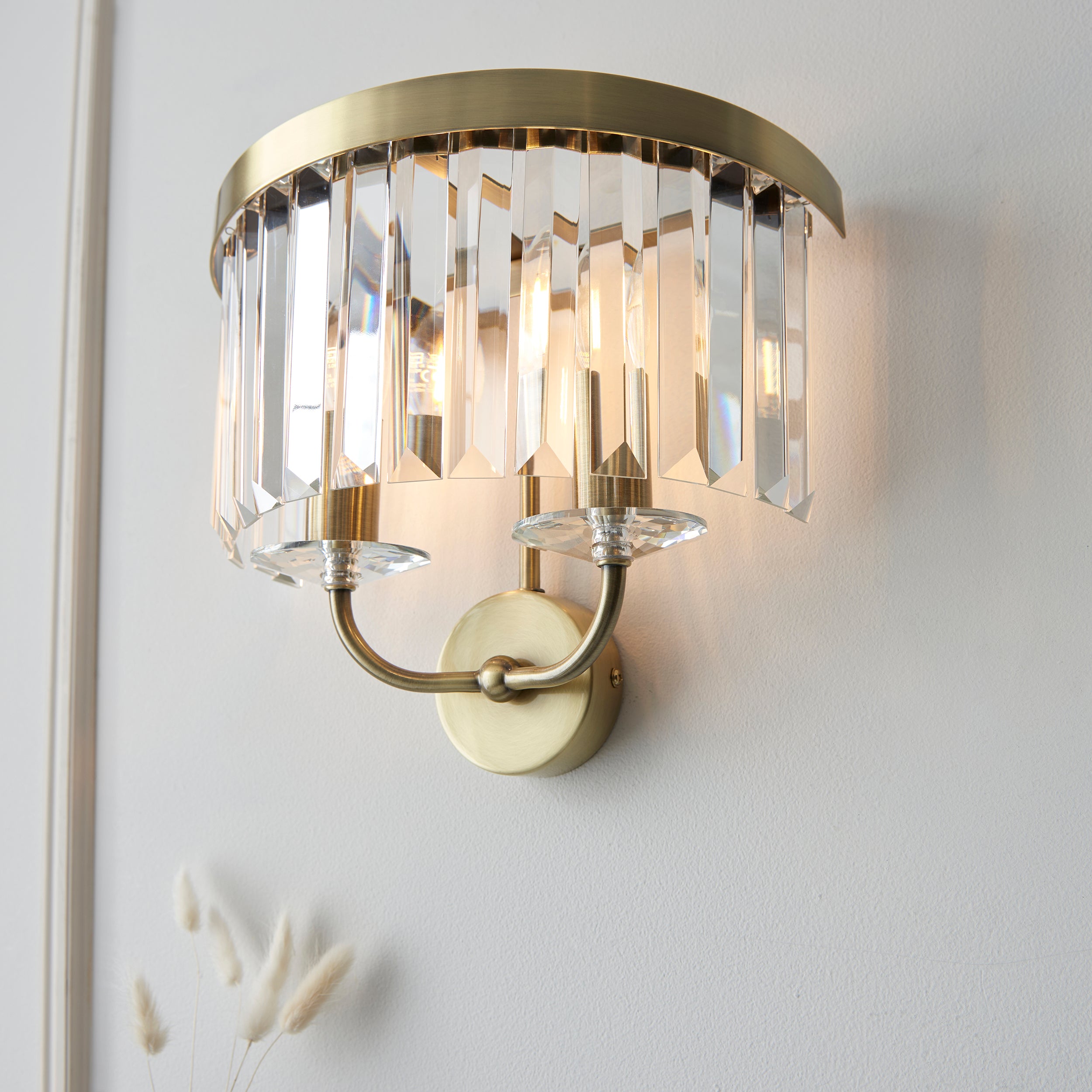 Ealing Brass & Clear Cut Glass Wall Light