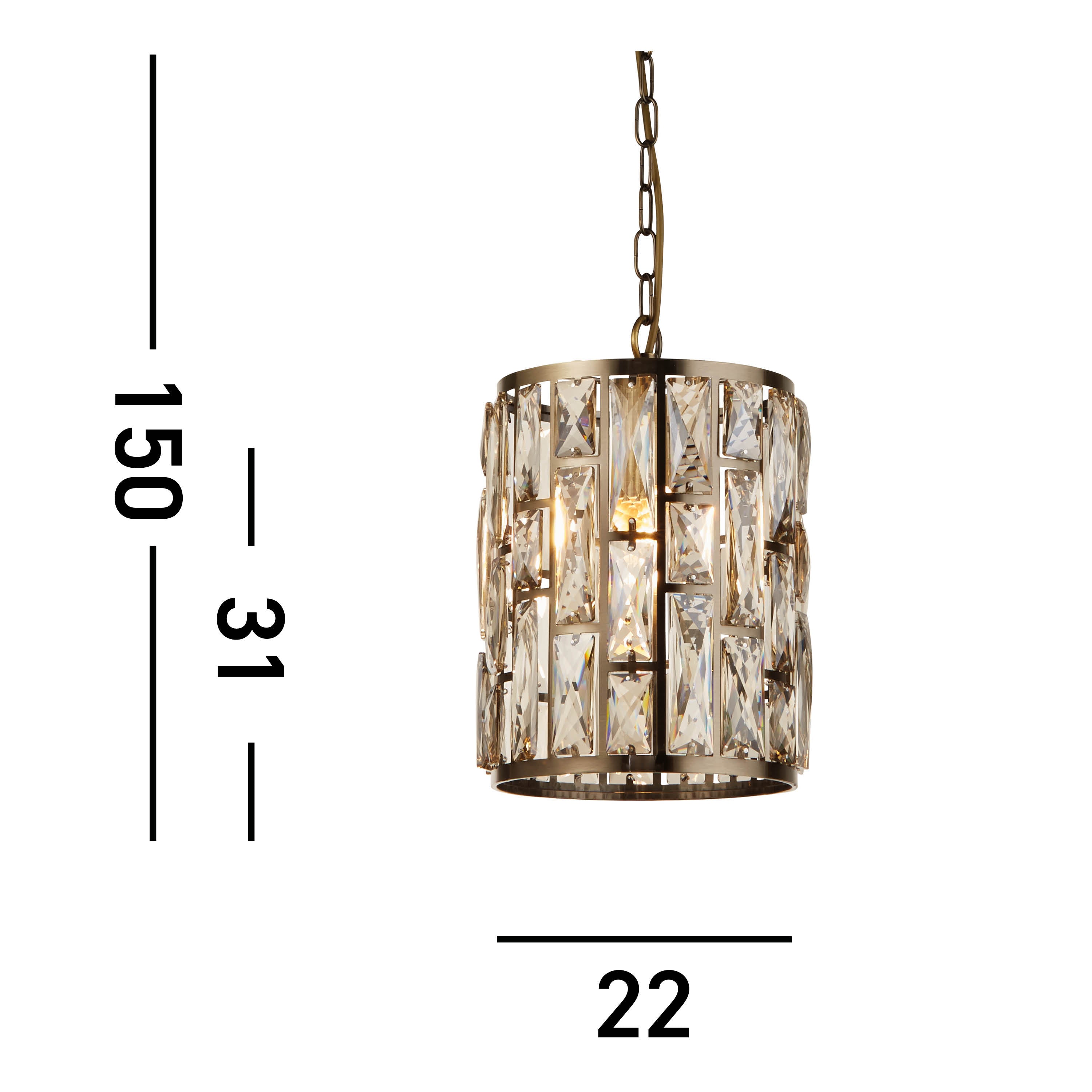 Searchlight Bijou Brass & Champagne Glass Pendant