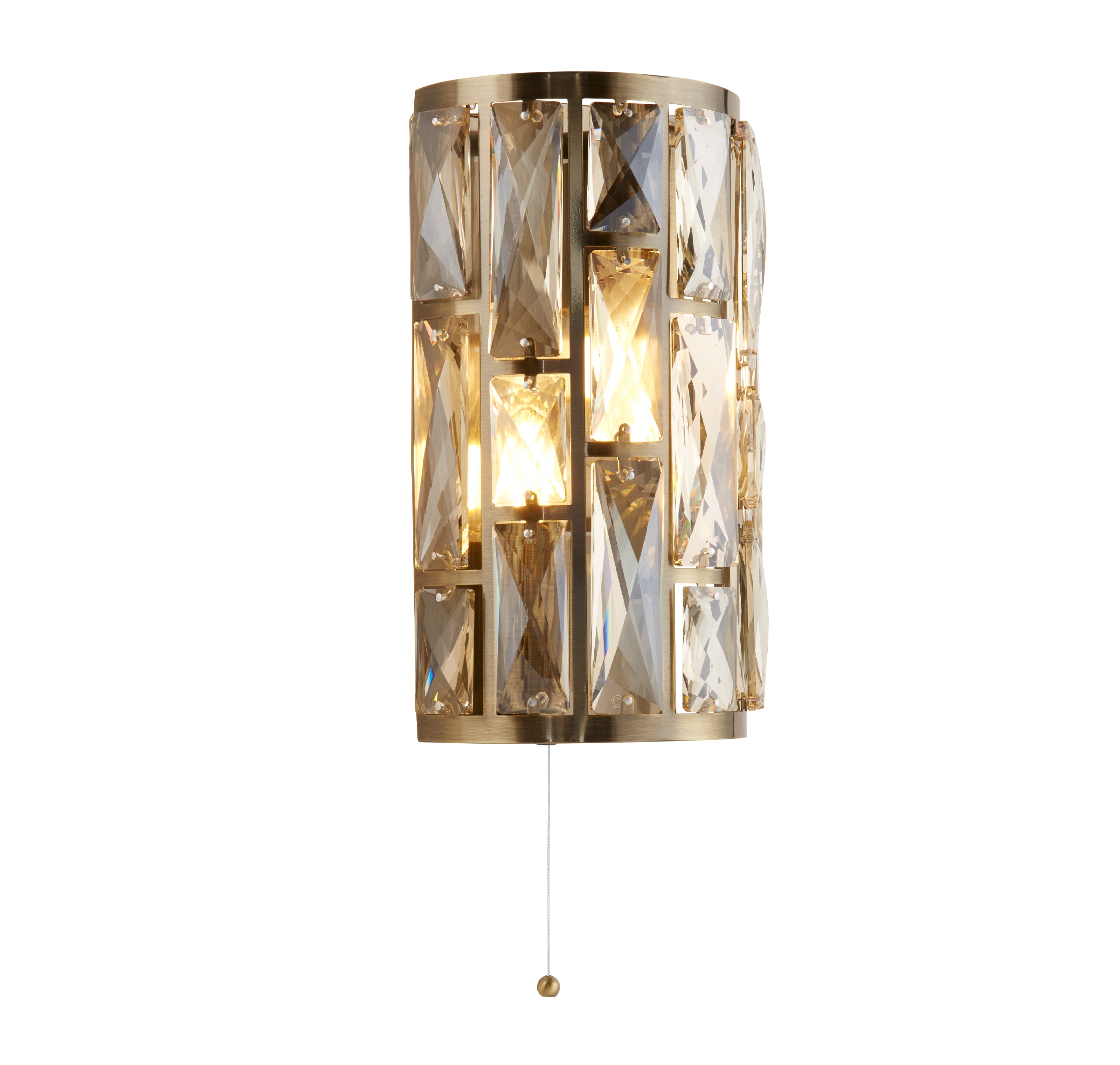 Searchlight Bijou 2 Light Brass Wall Light - Champagne Glass Shade
