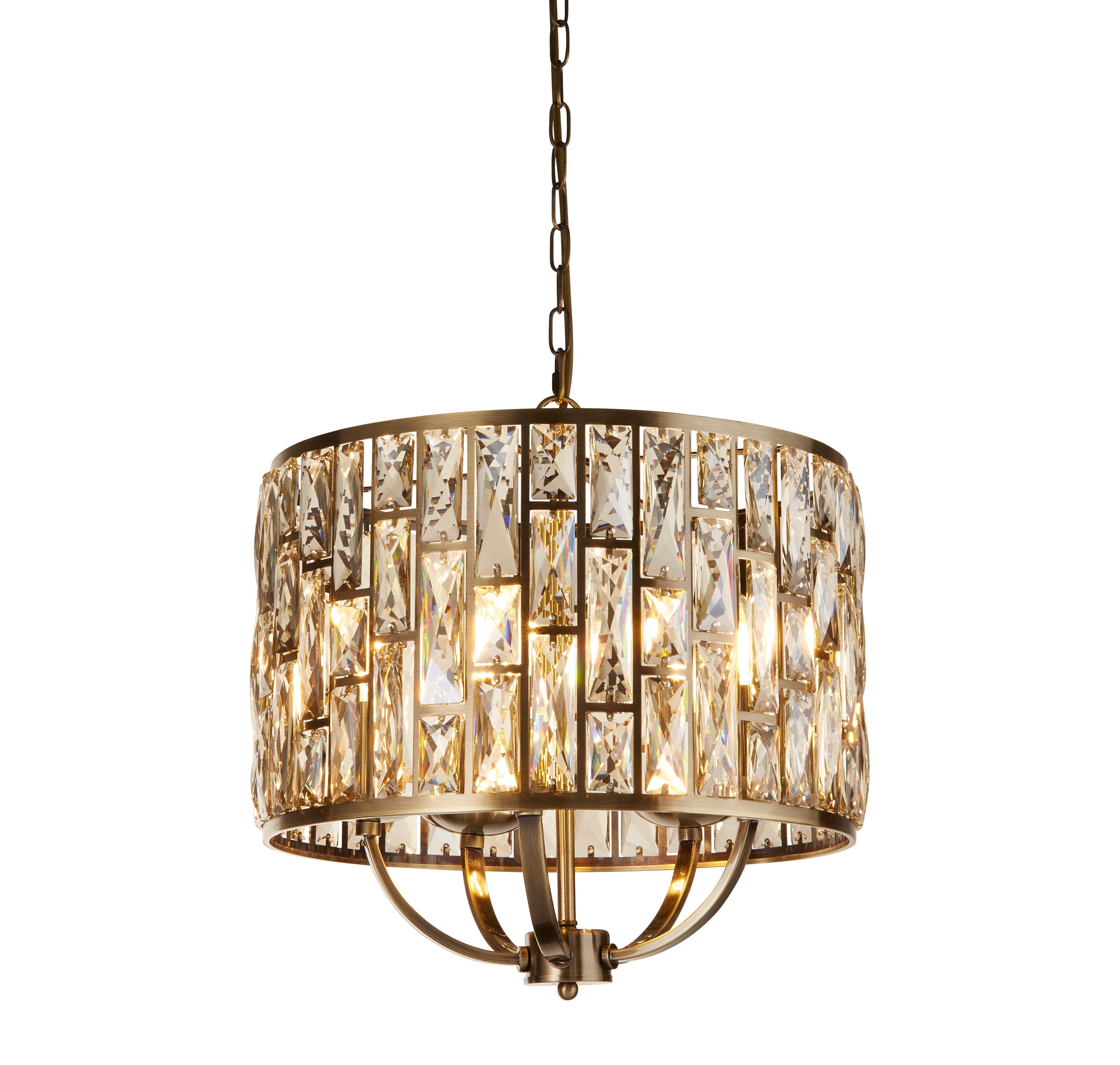 Searchlight Bijou 5 Light Brass & Champagne Glass Pendant