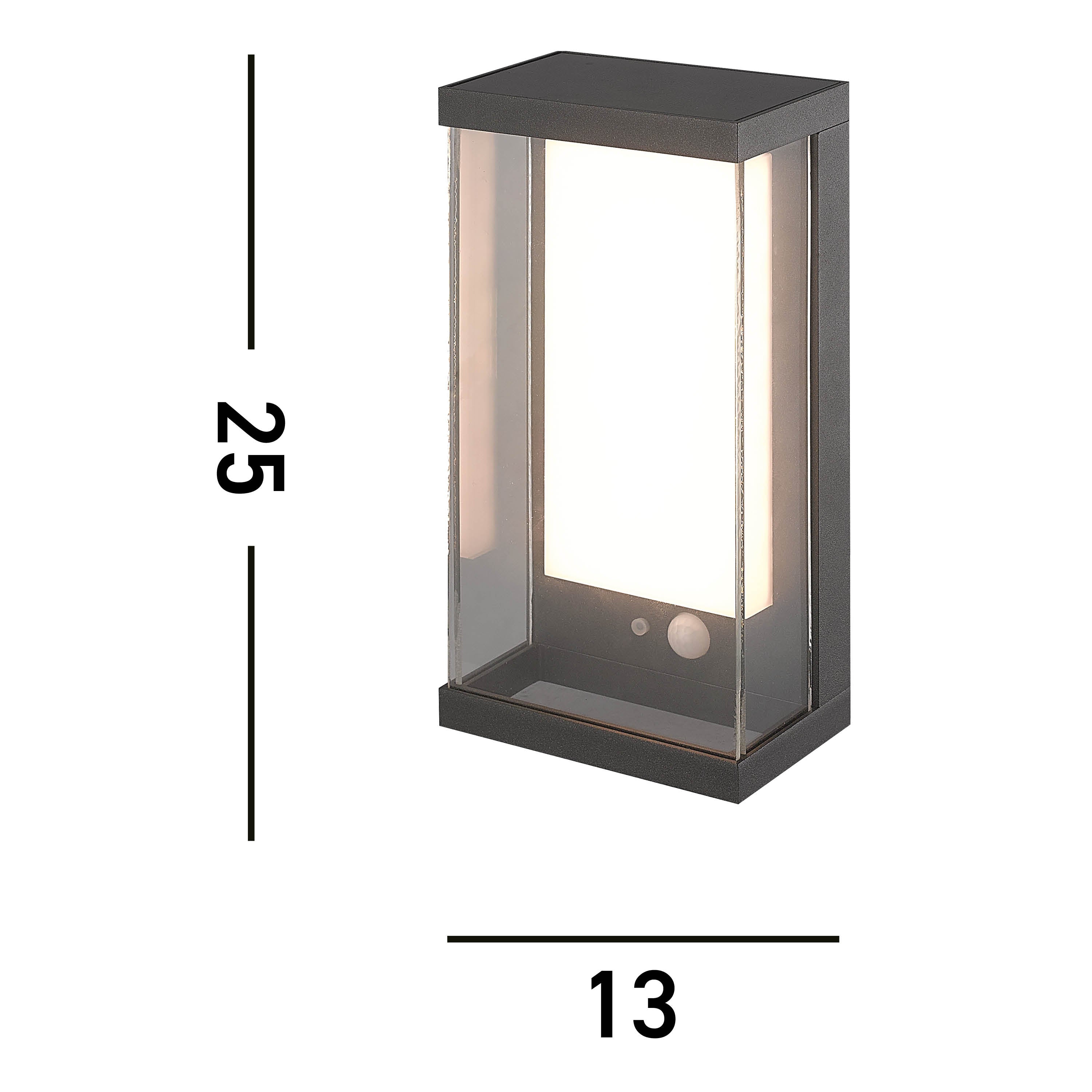 Searchlight Solar Black LED Outdoor Wall Light - 25.3cm