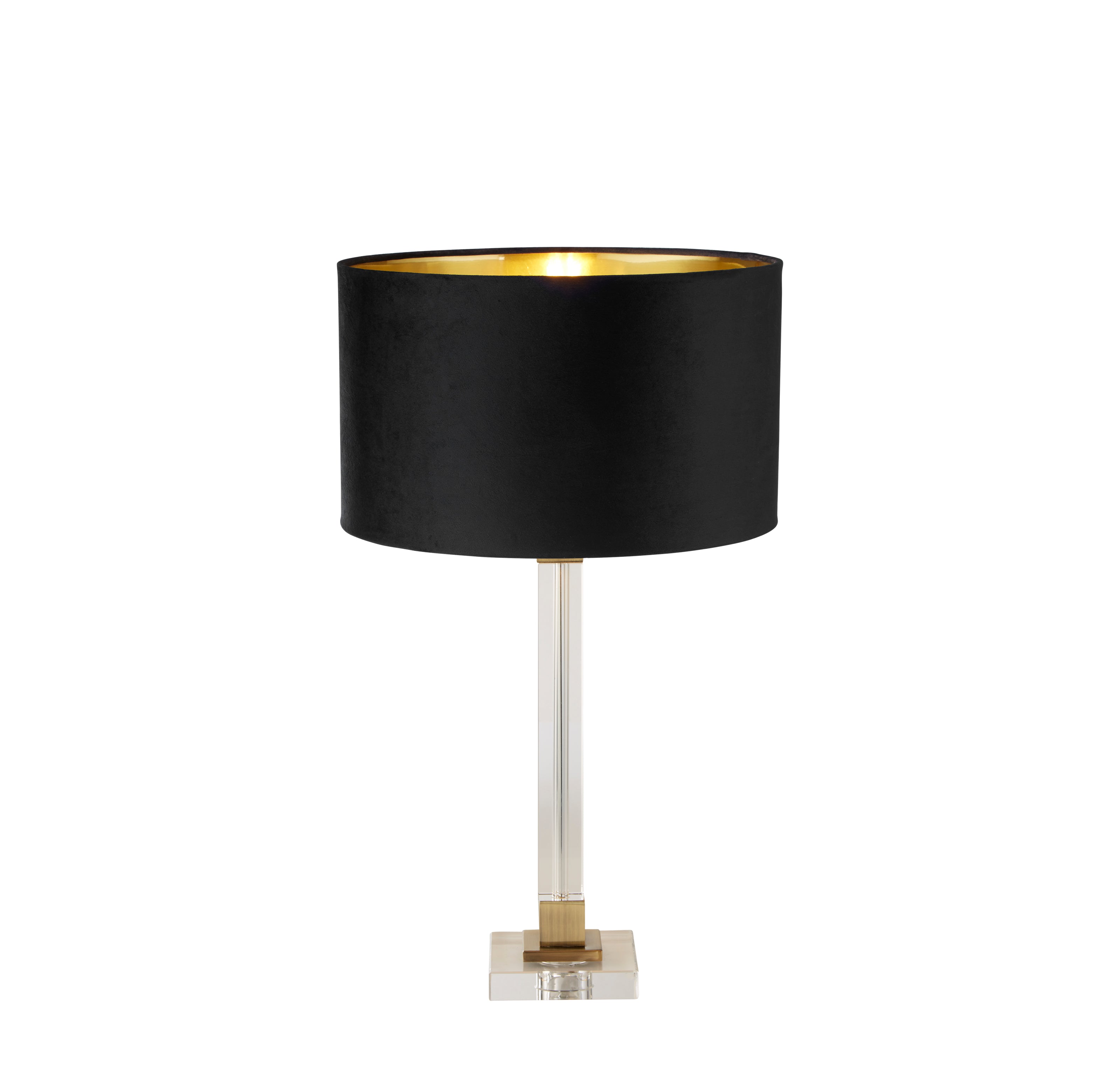Scarborough Table Lamp - Crystal, Brass Metal & Black Velvet