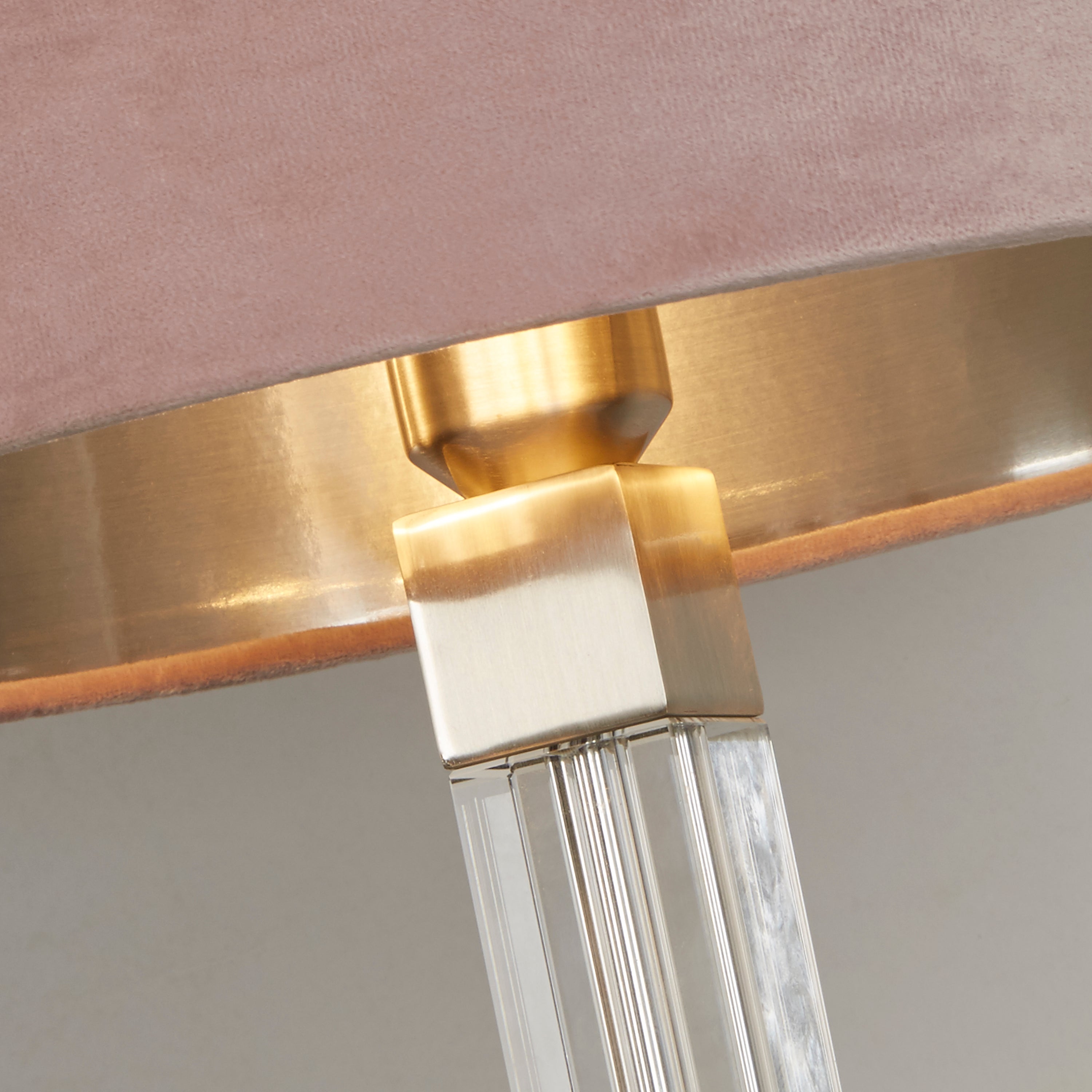 Scarborough Table Lamp- Crystal, Satin Nickel & Pink Velvet