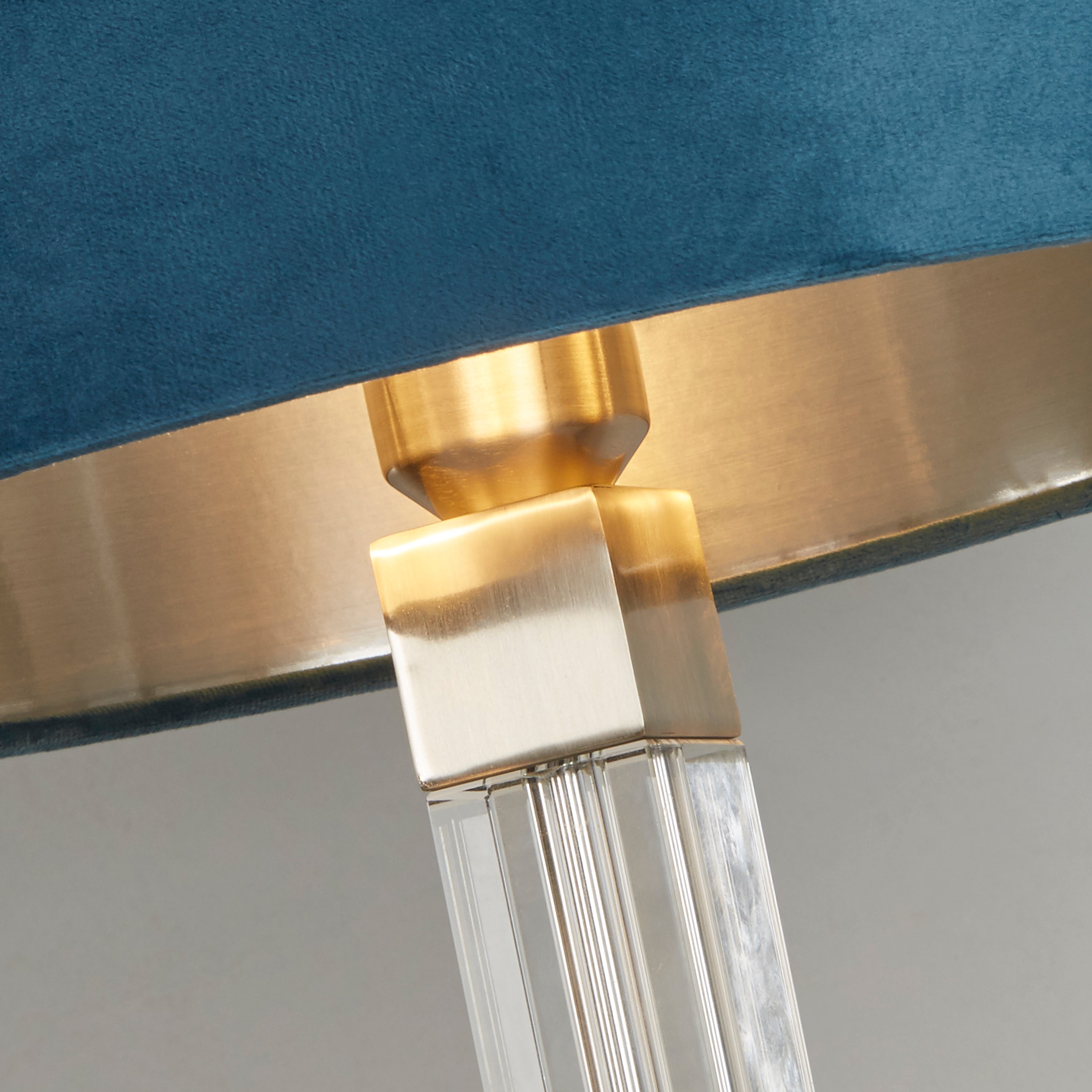 Scarborough Table Lamp - Crystal, Satin Nickel & Teal Velvet