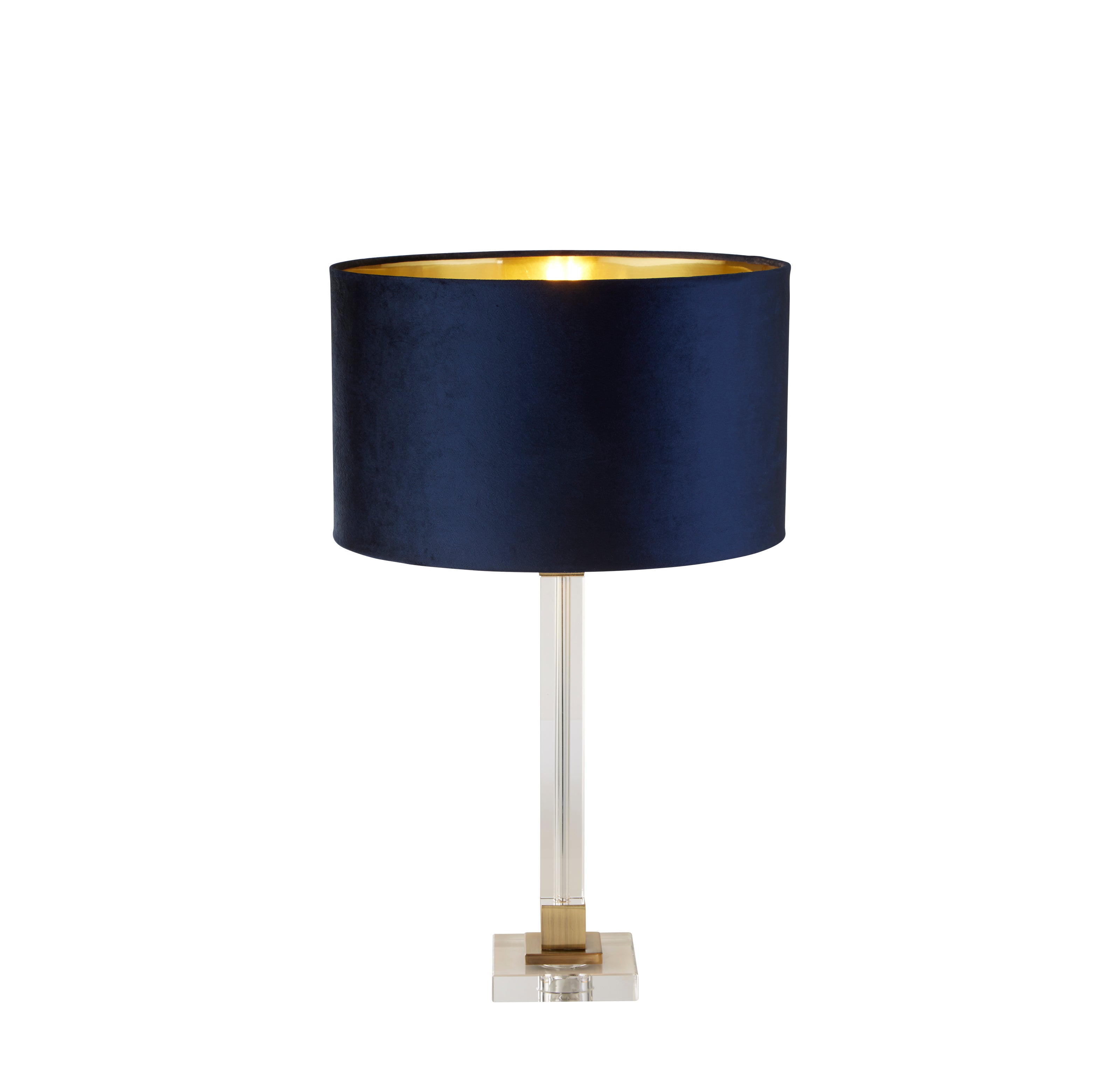Scarborough Table Lamp - Crystal, Brass Metal & Navy Velvet