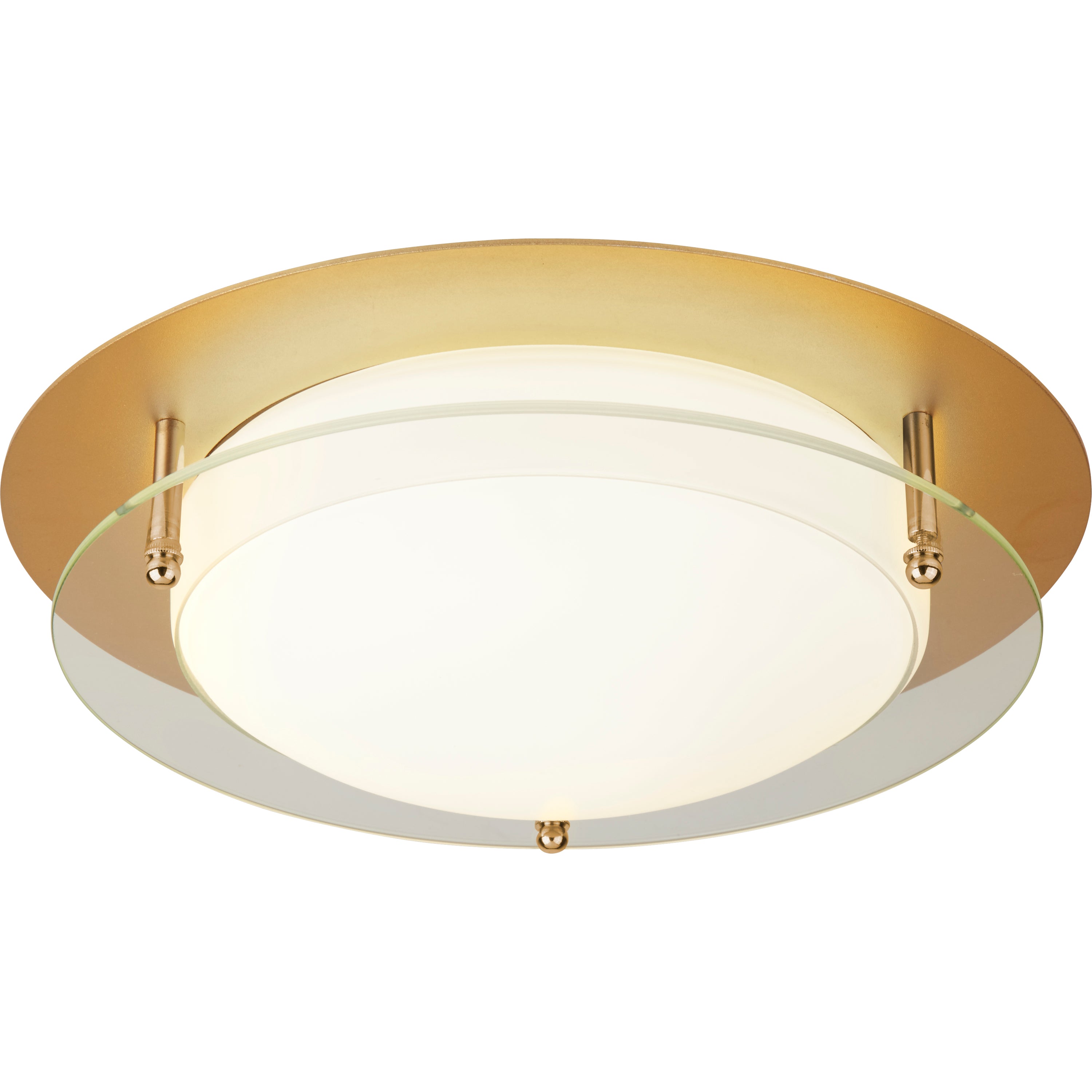 Searchlight Bathroom Flush Gold LED Light - Glass Halo Ring