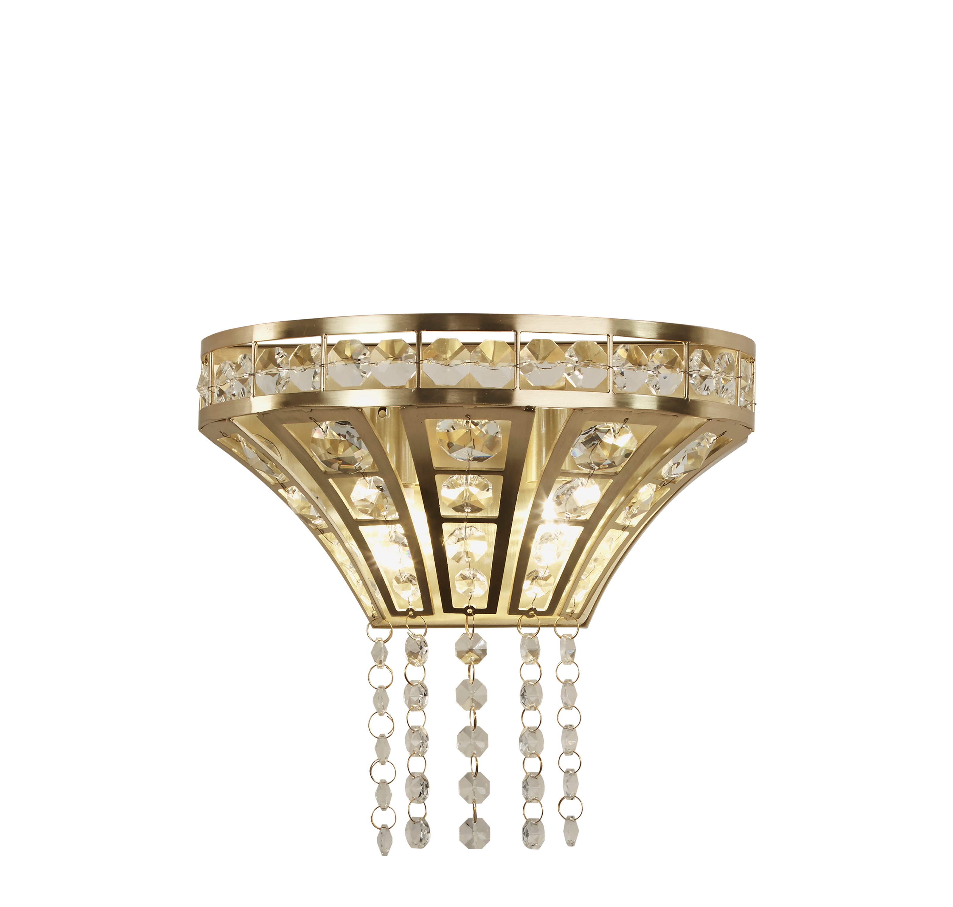 Searchlight Gemma 2 Light Wall Light - Brass & Clear Crystal