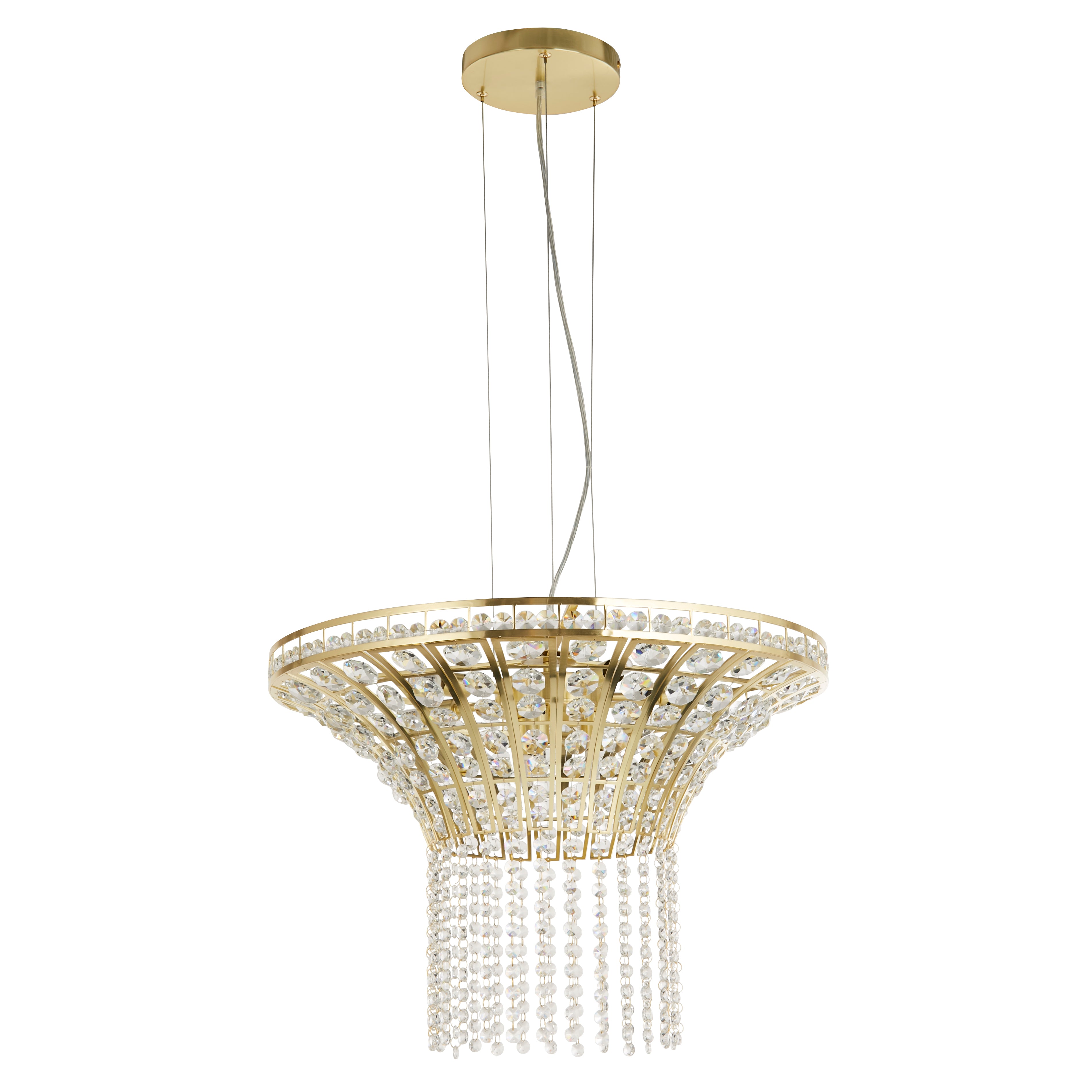 Searchlight Gemma 8 Light Round Brass & Crystal Pendant