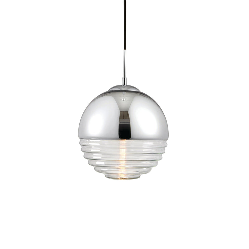Paloma 1 Light Chrome & Clear Ribbed Glass Ceiling Pendant 68959 - Close-up