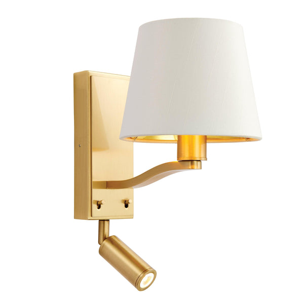 Endon Harvey 1 Light Gold Wall Light With White Shade 69092