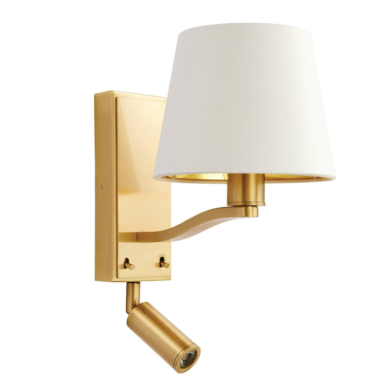Endon Harvey 1 Light Gold Wall Light With White Shade 69092 - unlit