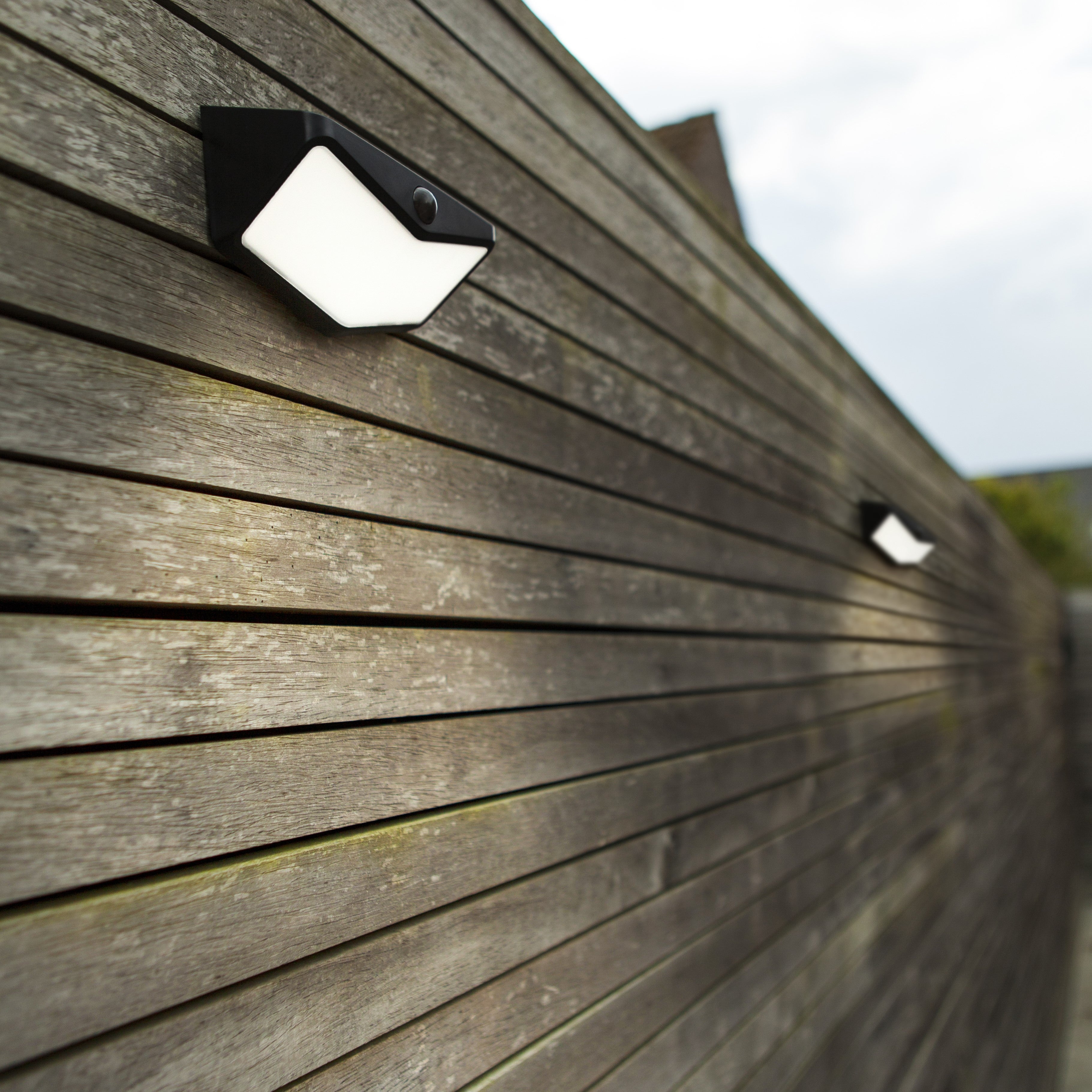 Lutec Wings PIR Outdoor LED Solar Wall Light - Black