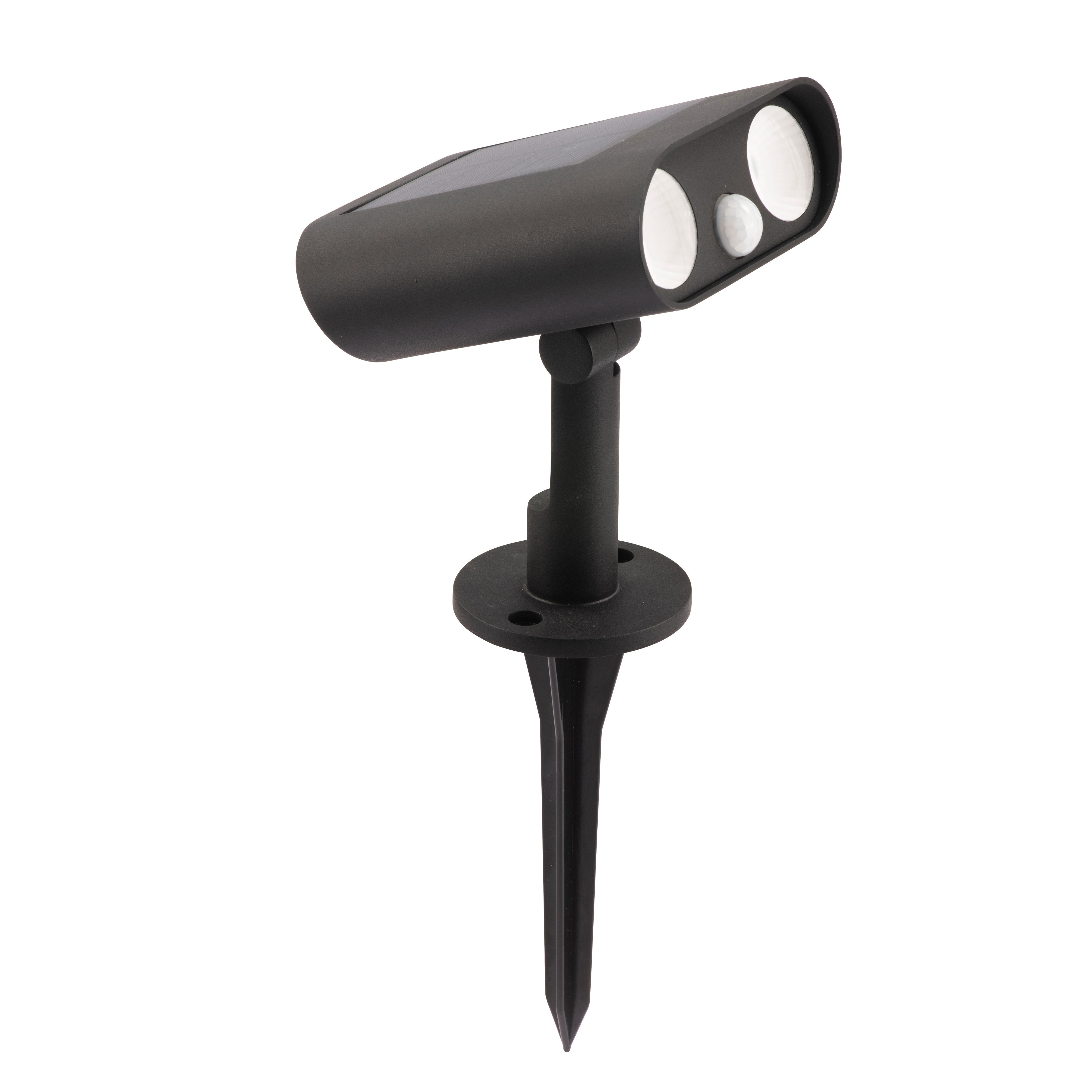 Lutec Bingo Solar LED Black Outdoor Wall Light with Spike