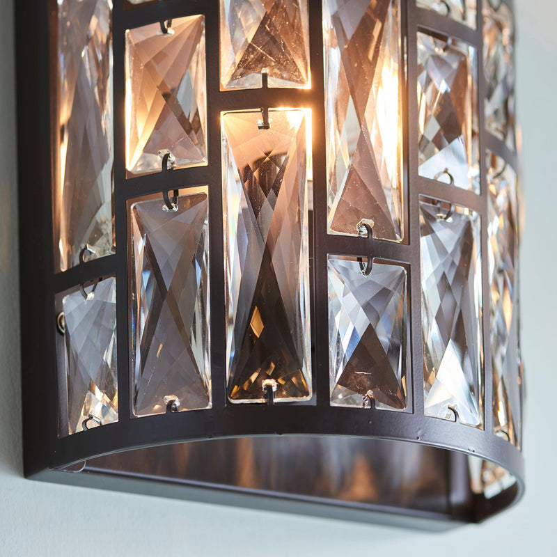 Endon Belle 1 Light Dark Bronze & Crystal Wall Light 69392 - crystal detail