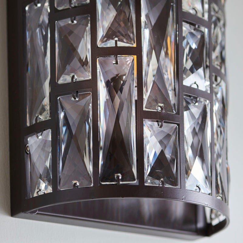 Endon Belle 1 Light Dark Bronze & Crystal Wall Light 69392 - crystal detail, unlit