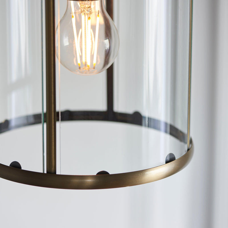 Endon Lambeth Brass Ceiling Lantern 1 Light 69454 - Glass Detail