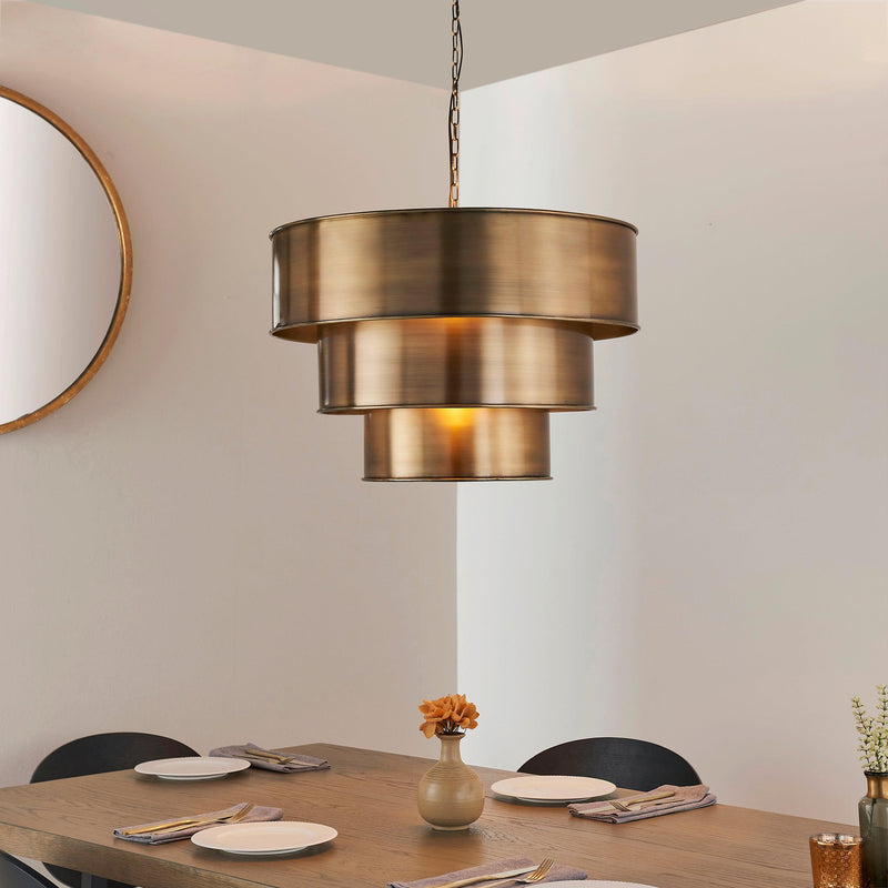 Endon Morad 1 Light Aged Brass Pendant Ceiling Light 69783 - Above Kitchen Table