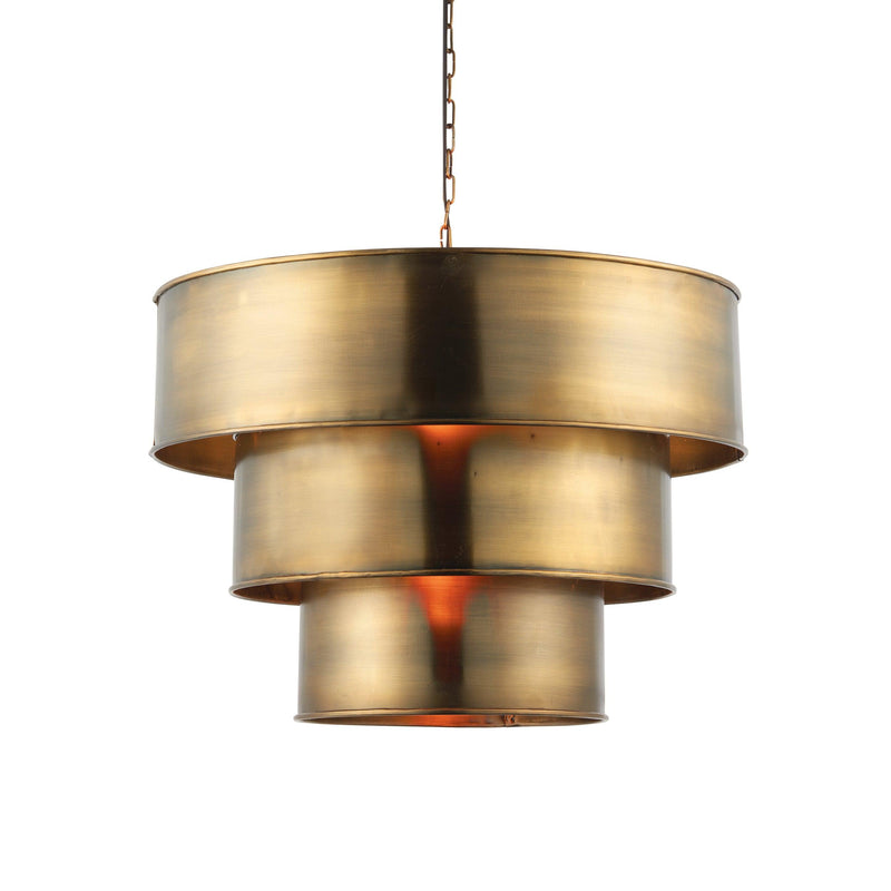 Endon Morad 1 Light Aged Brass Pendant Ceiling Light - Light On