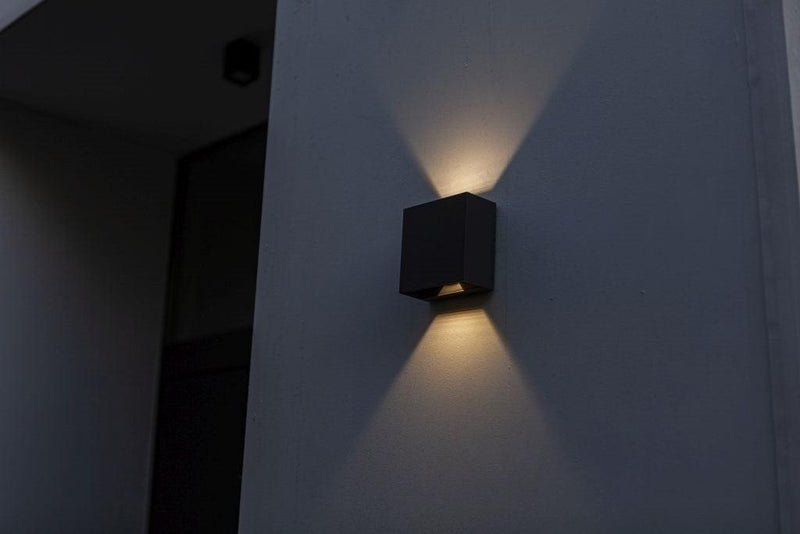 Lutec Gemini Beams Outdoor LED Wall Light In Matt Black 5104003012 detail 4