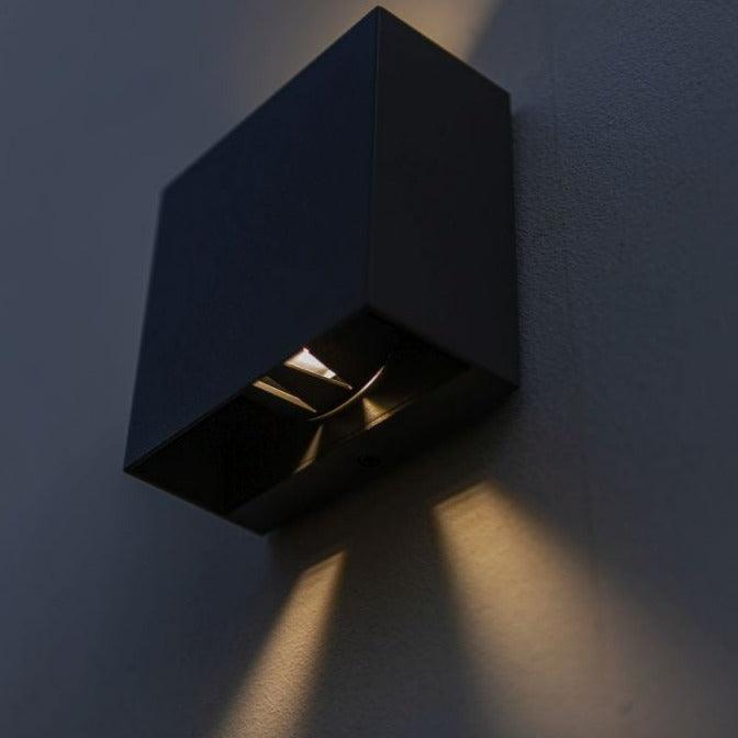 Lutec Gemini Beams Outdoor LED Wall Light In Matt Black 5104003012 close-up