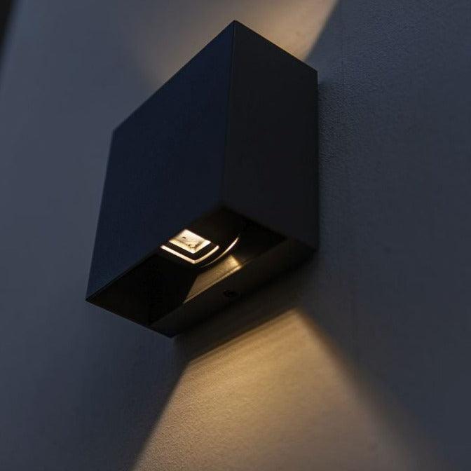 Lutec Gemini Beams Outdoor LED Wall Light In Matt Black 5104003012 close-up view