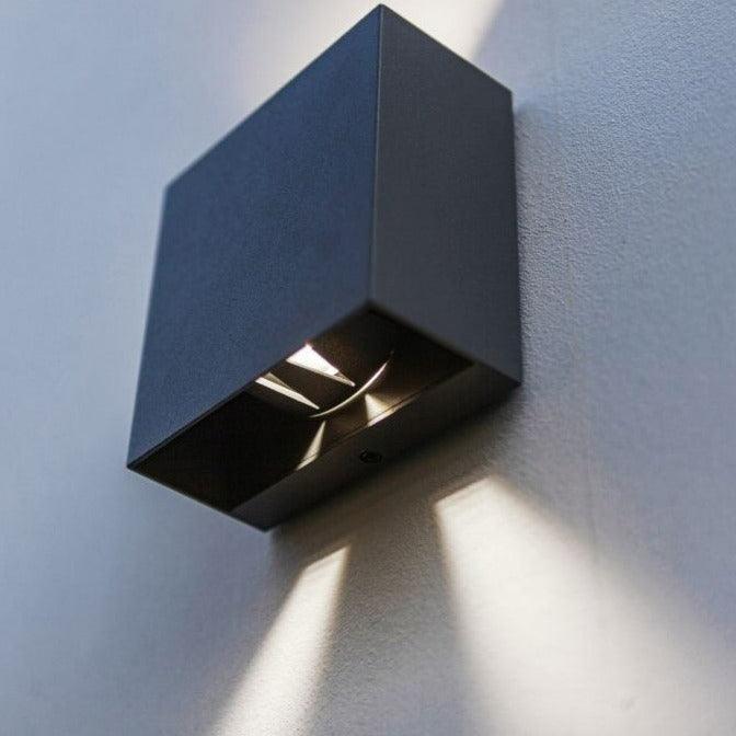 Lutec Gemini Beams Outdoor LED Wall Light In Dark Grey-WAREHOUSE-40-200326