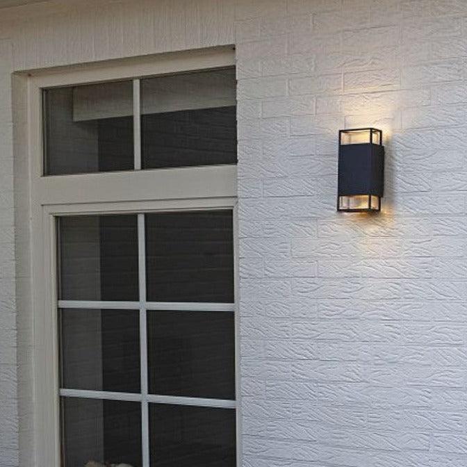 Lutec Ridge Outdoor Up & Down Wall Light - Grey 5107101118 fixed to an outside wall